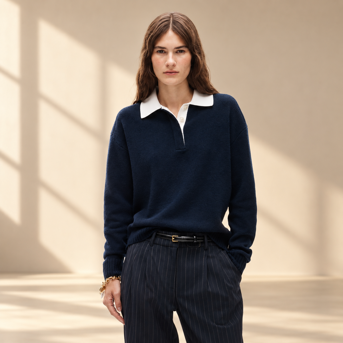 Relaxed Sweater Polo in Vintage Wool