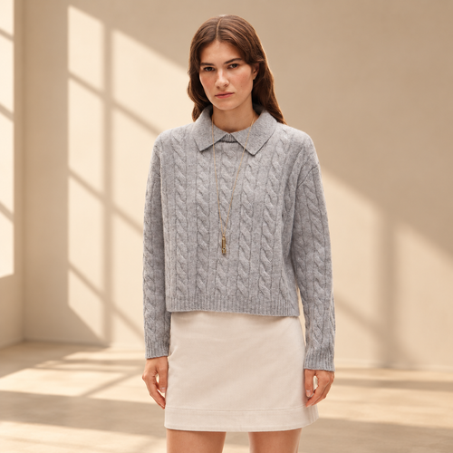 Cable-Knit Sweater Polo in Vintage Wool