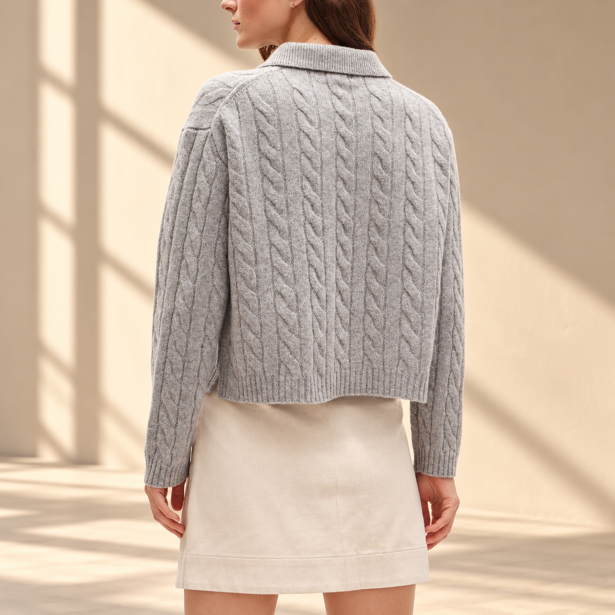 Cable-Knit Sweater Polo in Vintage Wool