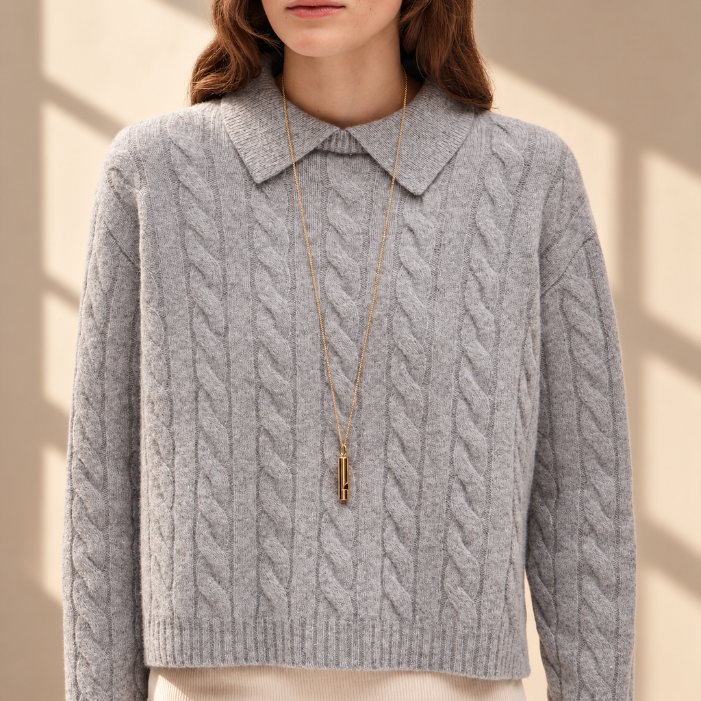 Cable-Knit Sweater Polo in Vintage Wool